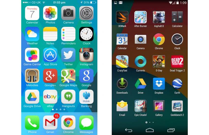 Comparison with iOS 7